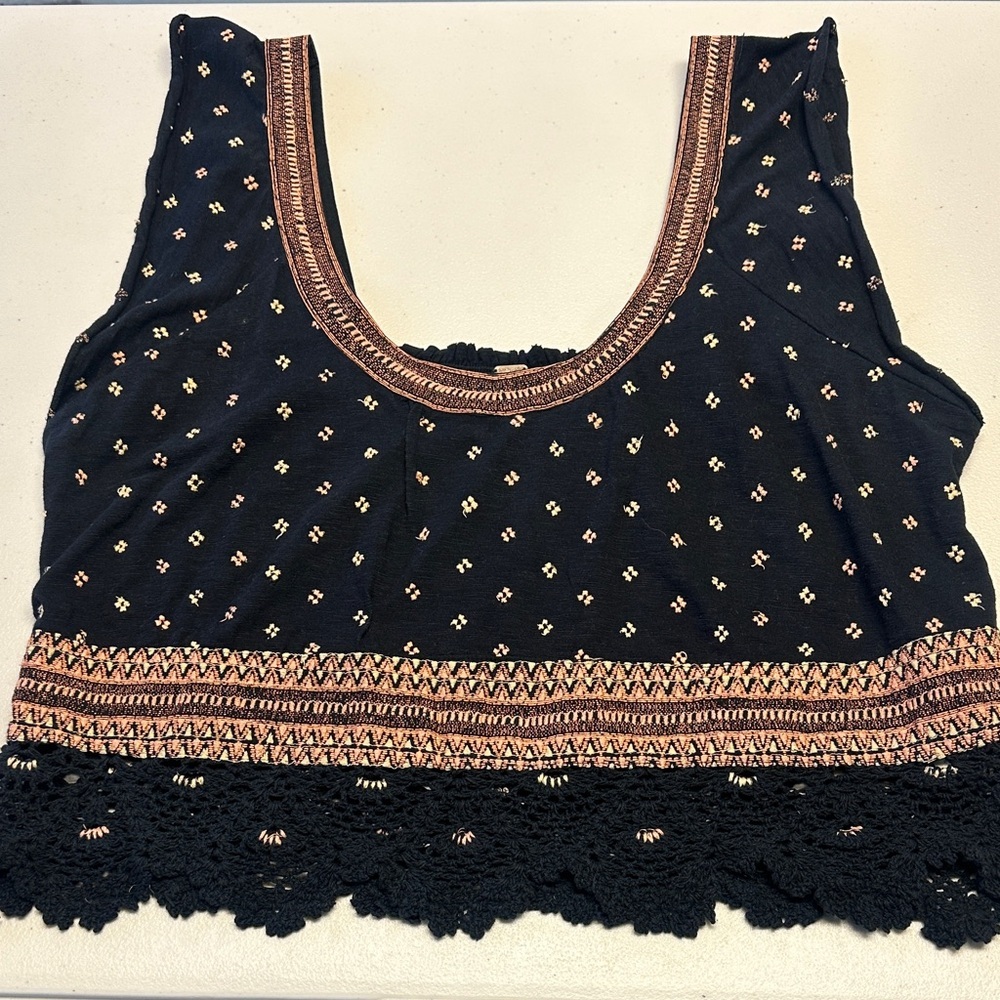 Free People Boho Embroidered Top